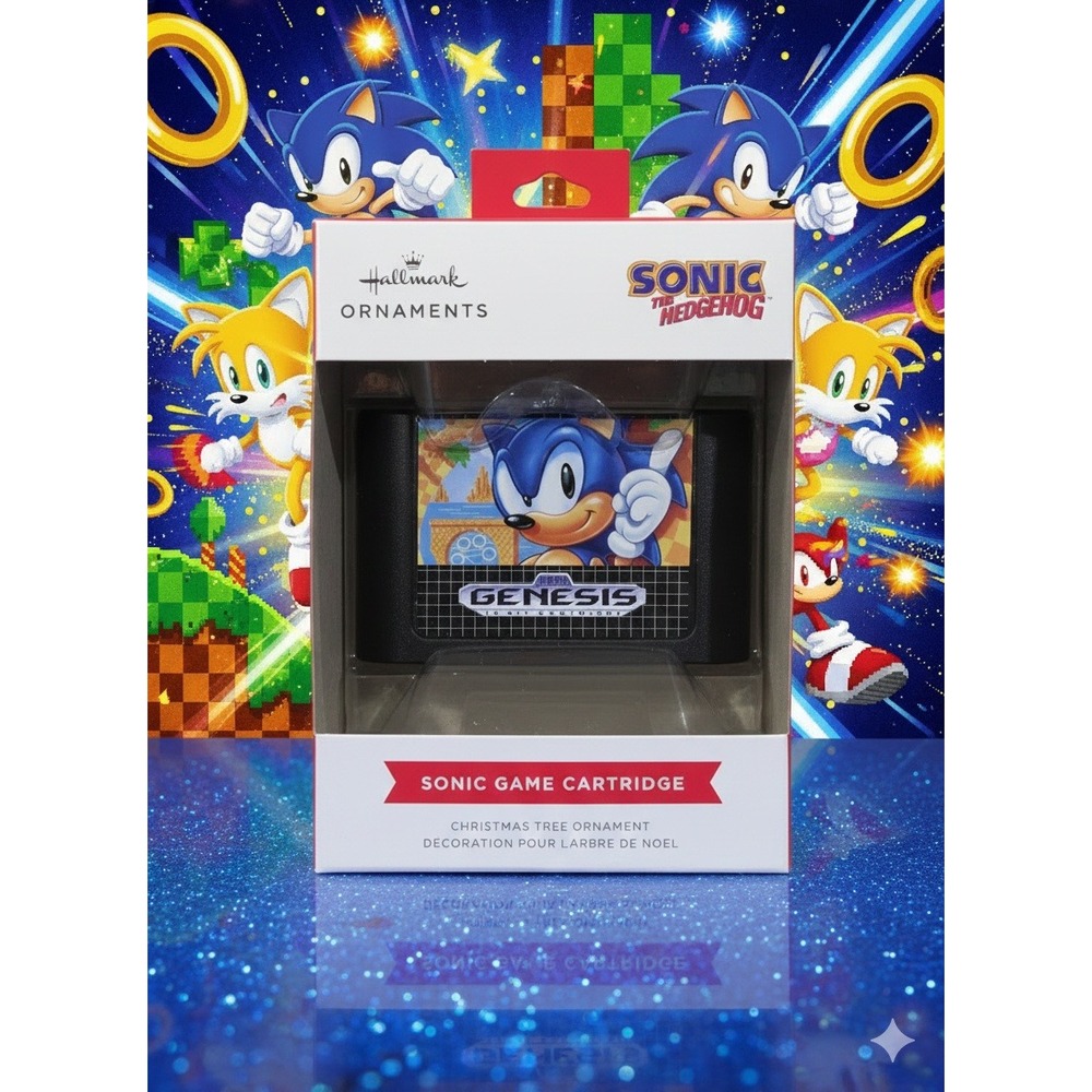 Hallmark Sonic the Hedgehog Genesis Game Cartridge Christmas Ornament New